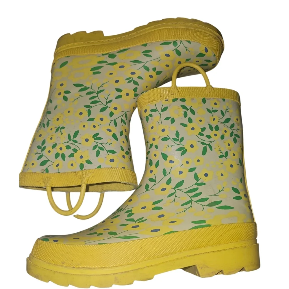 Lily & Dan  Yellow Floral Kids' Rain Boots